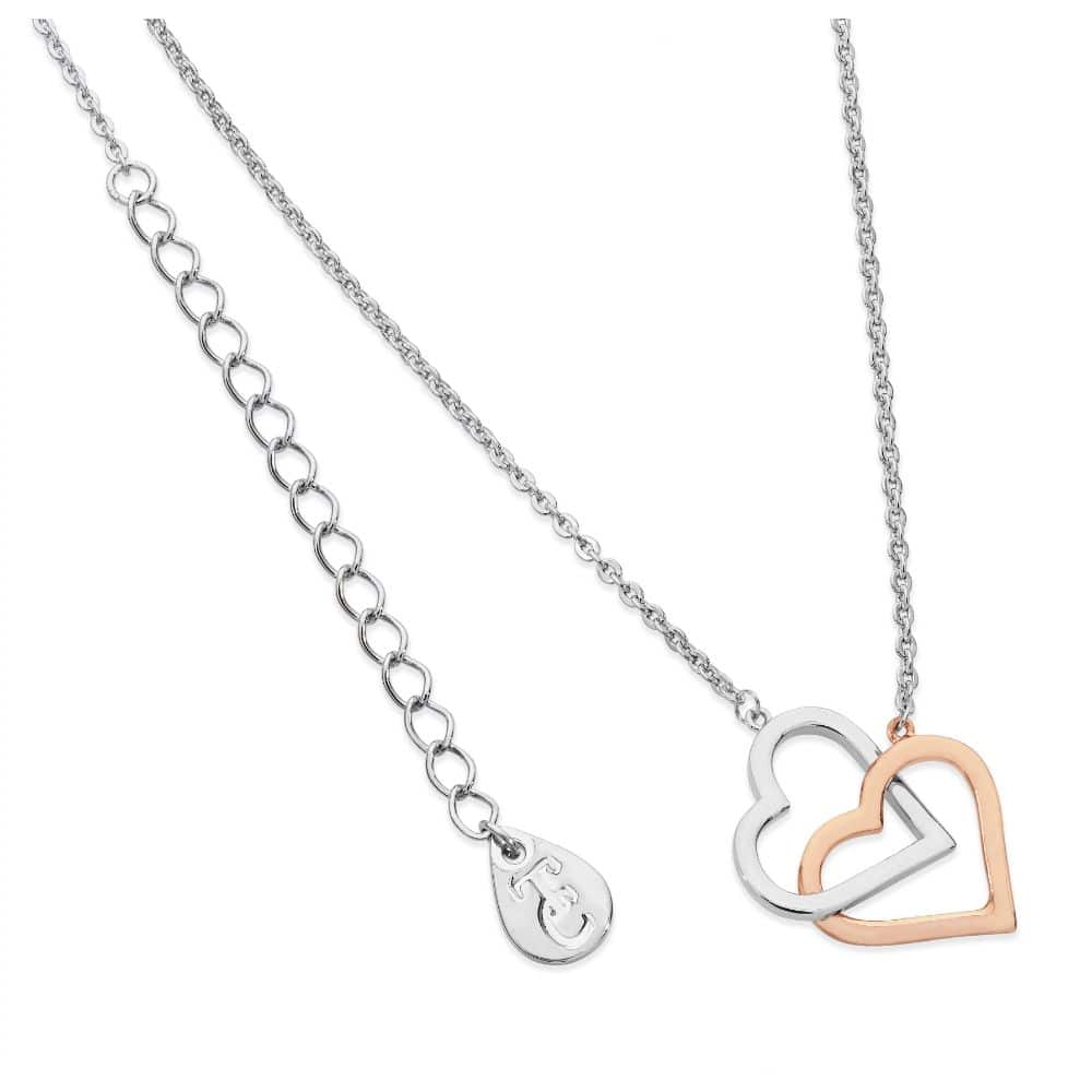 Interlinked Two Tone Heart Pendant by Tipperary Crystal