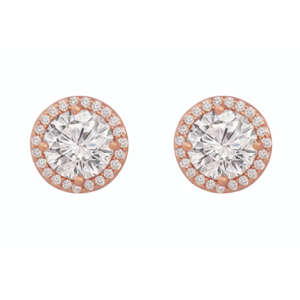 Tipperary Crystal Rose Gold CZ Round Stud Earrings - Allens