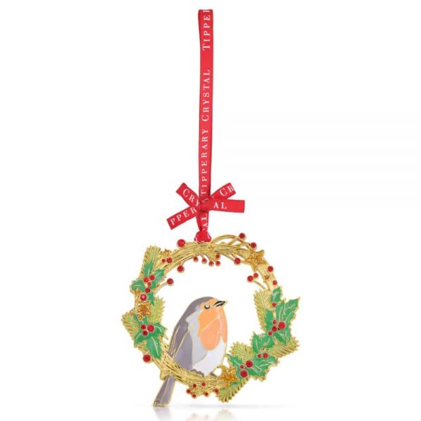 Tipperary Crystal Sparkle Robin and Wreath Dec