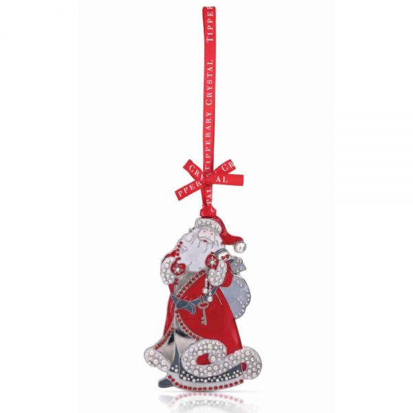 Tipperary Crystal Pearl Santa Christmas Decoration