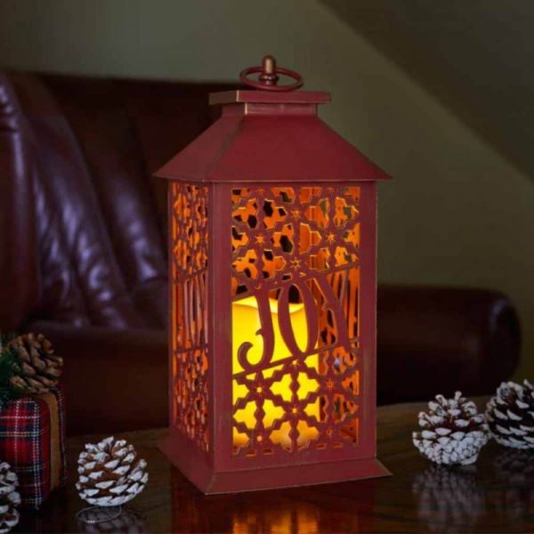 Joy Led Candle Lantern Red 27x14cm