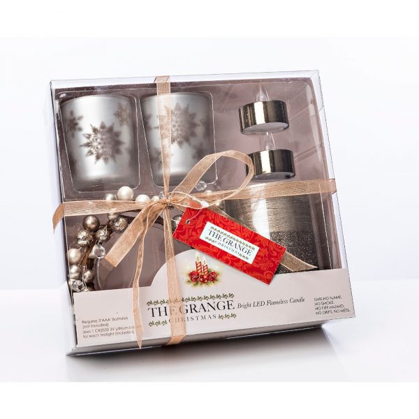 6 Piece Silver Christmas Candle Set