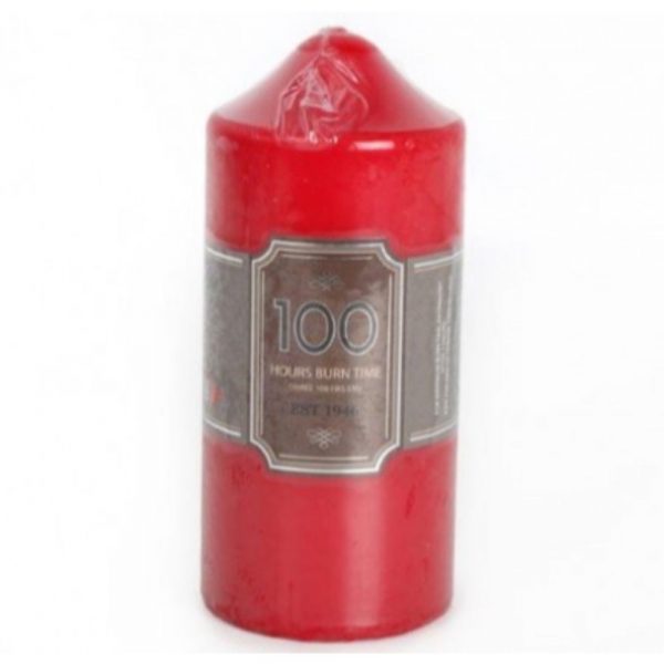 Red Church Pillar Candle Height 16cm Width 7cm