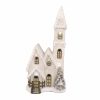 Large Cream Christmas House with LED L31cm