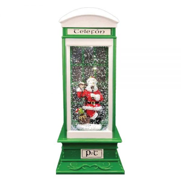 Cream & Green  Telephone Box  LED H26.5cm