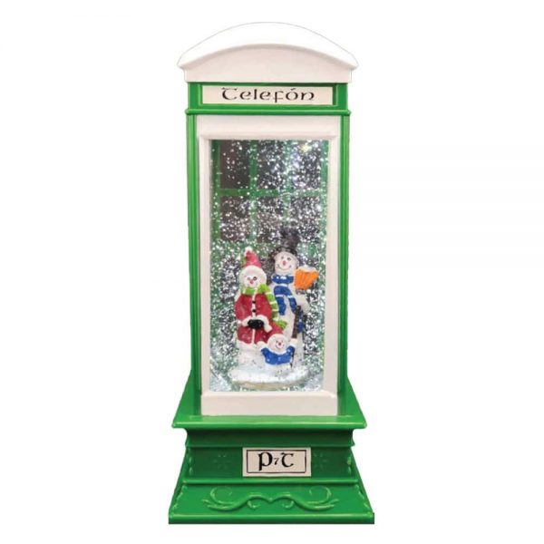 Cream & Green  Telephone Box LED H26.5cm