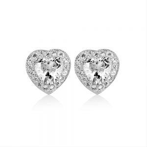Clear Stone Heart Earrings