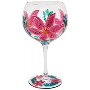 Lily Hand Painted Gin Glass 21x9cm