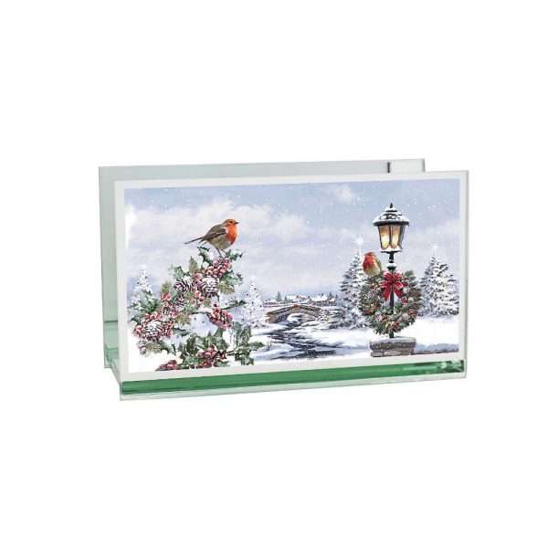 Christmas Robins Double Tealight Holder