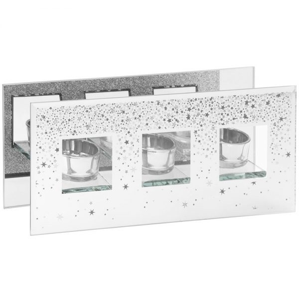 Stars Glitter Triple Tealight Holder