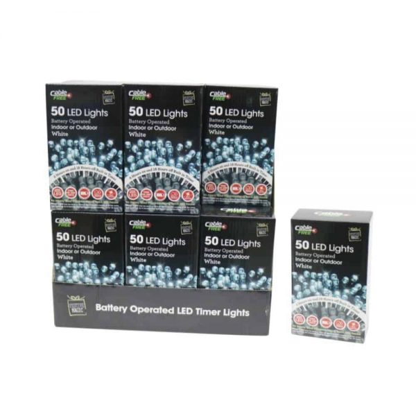 LED Lights 50 Battery Operated Timer White