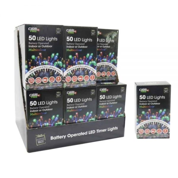 50 Timer Multicoloured Led Lights Battery 3xAA