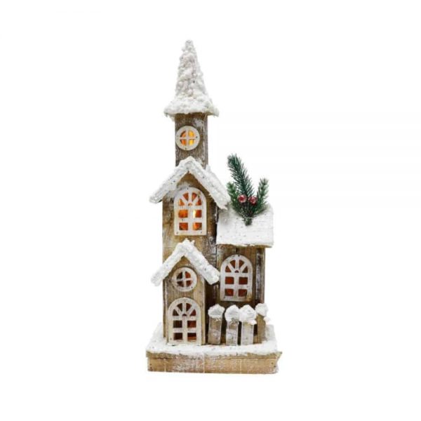 LED Snowy Wooden House 40cm