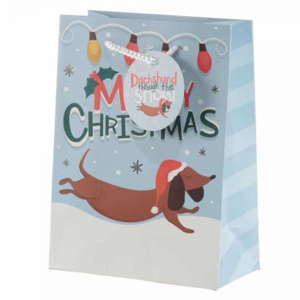 Xmas Dachshund Gift Bag Medium