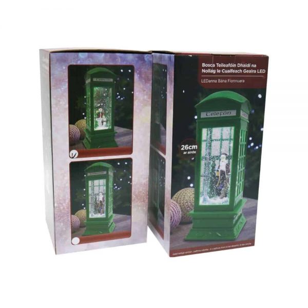 Led Swirling Glitter Irish Telephone Box H26cm