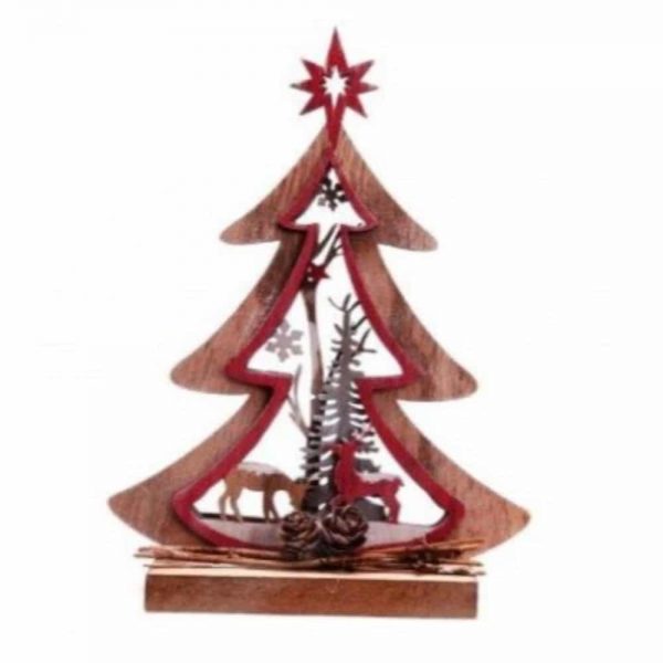 Wooden Cutout Tree Deco 20cm