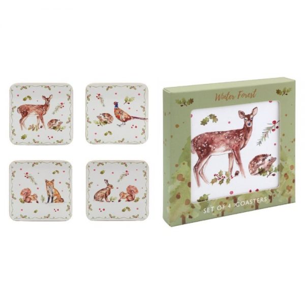 Winter Forest Set of 4 Coasters