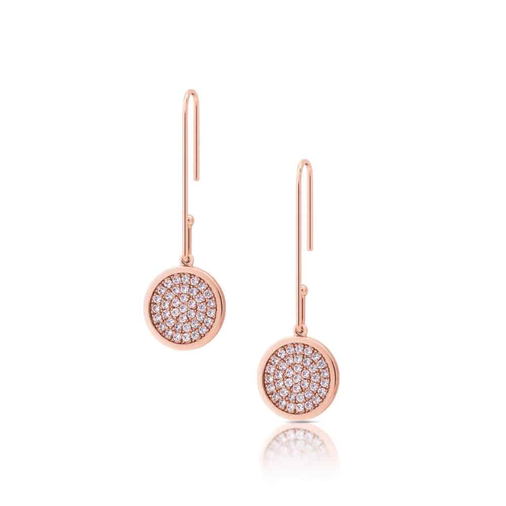 Romi Rose Gold Bent Pave Earrings - Allens Jewellery Department