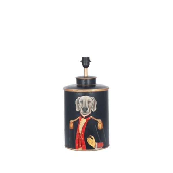 black hand painted dog metal table lamp and shade