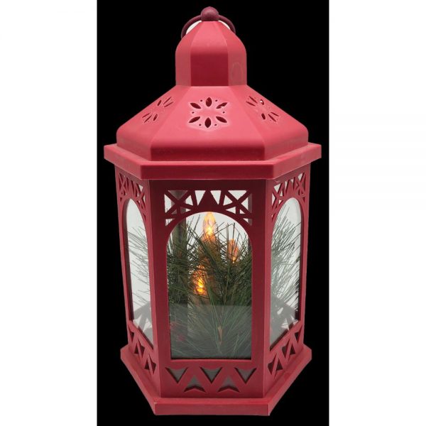 Red Lantern with 3 LED Candles