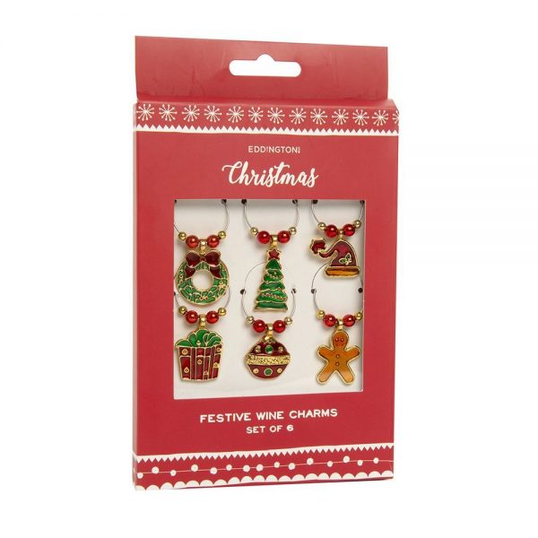 Festive Wine Charms 6 Piece Set