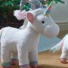 Fall in love with this magical Unicorn complete with rainbow colour changing sequin hat! Soft plush material. Free standing.