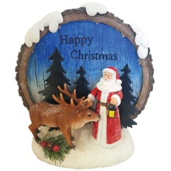 Round Happy Christmas Scene LED 24x12x26cm