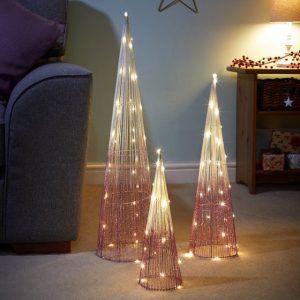 Pink Sparkly Tree Belisk - Set of 3