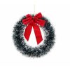 Snow Tinsel Wreath 33cm with Red Bow