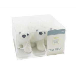 Flocked Polar Bear Ornament 3 Piece