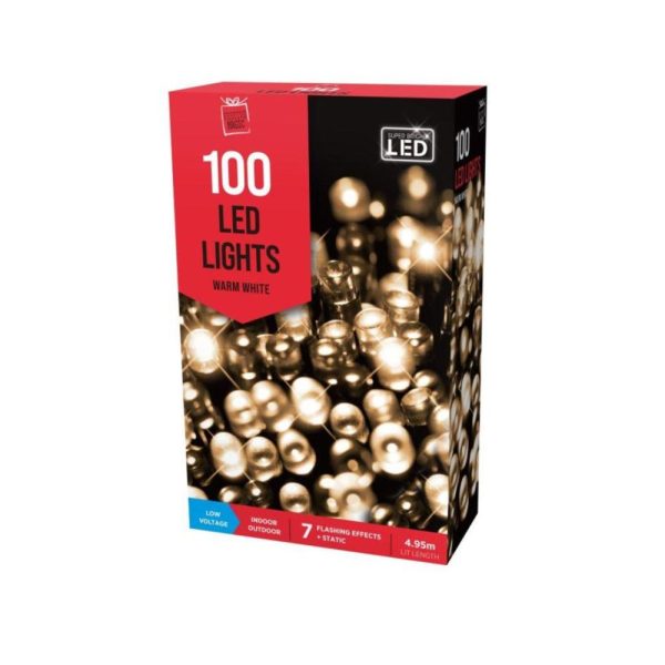 100 Led Lights Warm White Plugged Length 5m