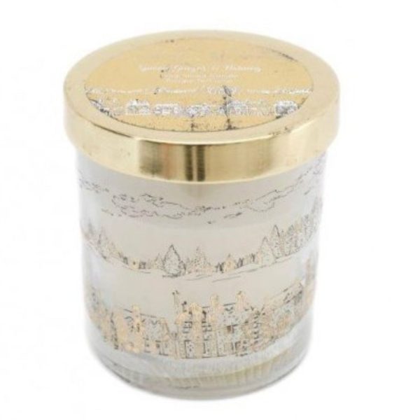 Christmas Gold Village Candle Pot