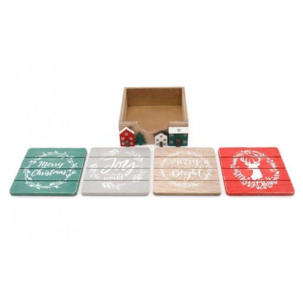 Set of 4 Christmas Houses Coasters