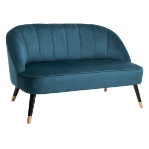 naova teal velvet 2 seat sofa h72 w126 d71cm