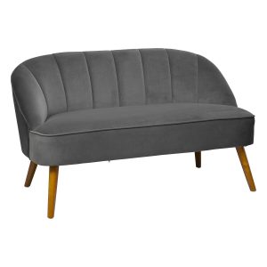 naova grey velvet 2 seat sofa h72 w126 d71cm