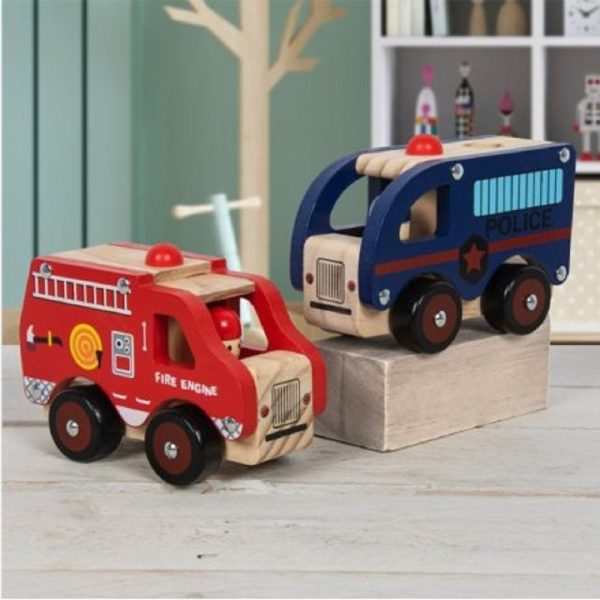 retro wooden emergency vehicle 2 assorted