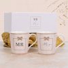 mr and mrs heart and bow china mugs