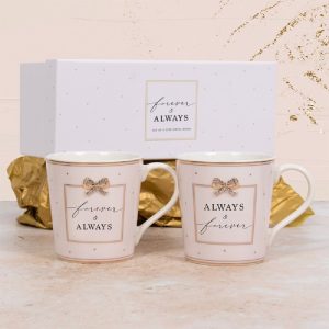 forever and always set of 2 china mugs