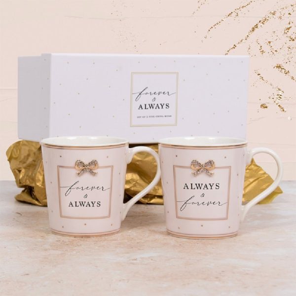 forever and always set of 2 china mugs