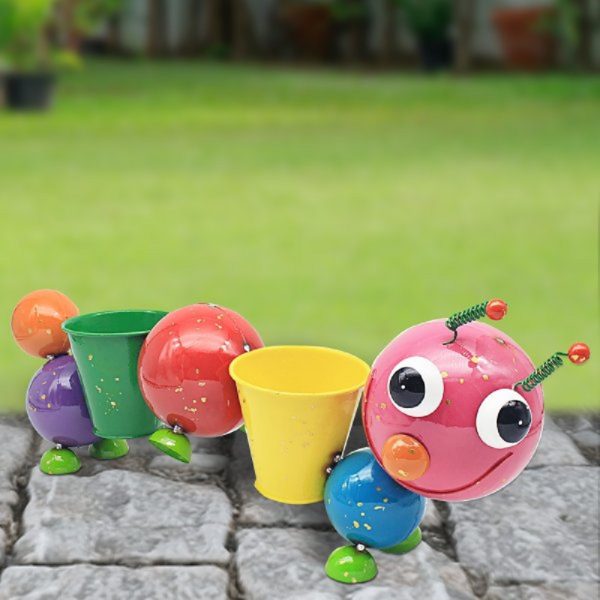 bright eyes metal caterpillar planter