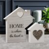 grey house plaque home and heart 20x18cm