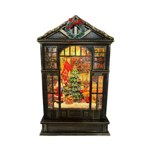 santa dressing a tree scene house 16x9.3x25.6cm