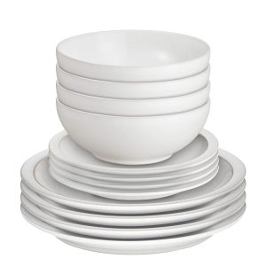 denby cotton white tableware set 12 piece