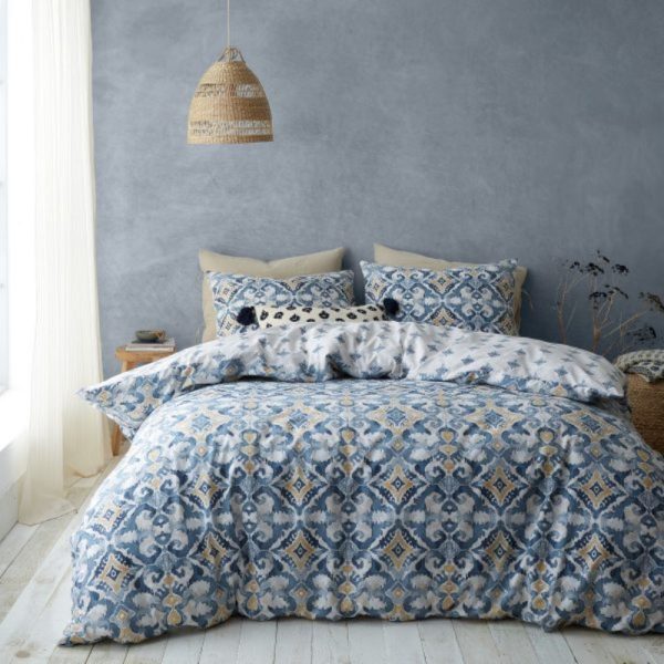 inara ikat indigo blue duvet set