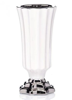 white and silver ceramic vase h30cm