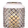 white and silver pillar lantern h19cm