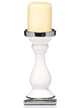white and silver candleholder h30cm