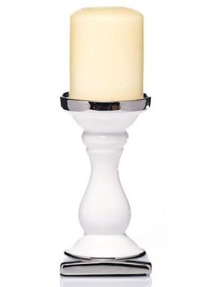 white and silver candleholder h22cm
