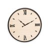 black round wall clock with wood face d