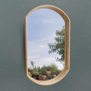 curved wood wall mirror 100x60cm